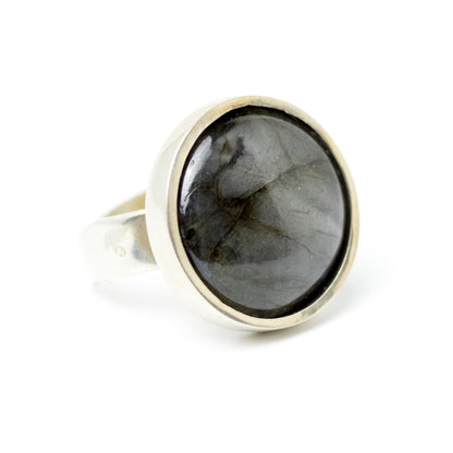 Bengt Hallberg Modernist Silver Ring with Labradorite