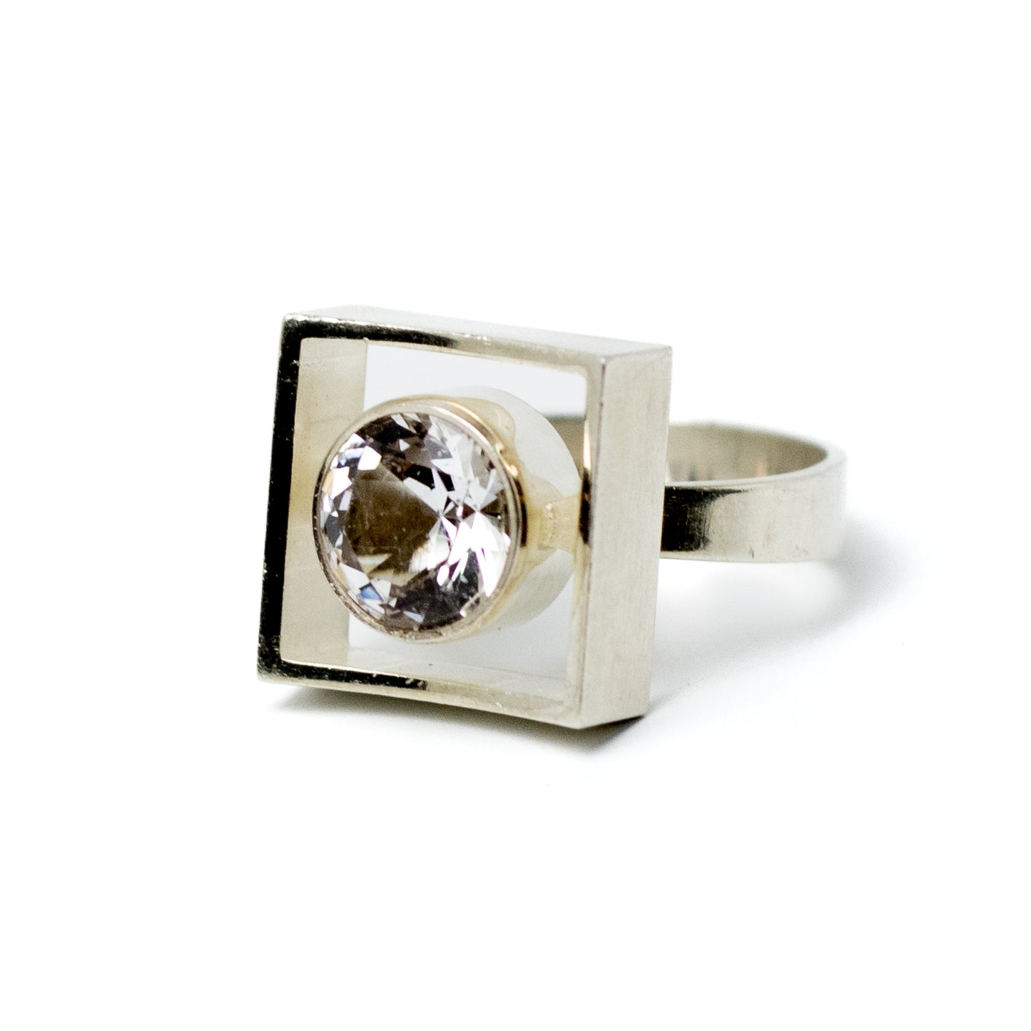 Niels Erik From Vintage Modernist Silver Ring with Rock Crystal