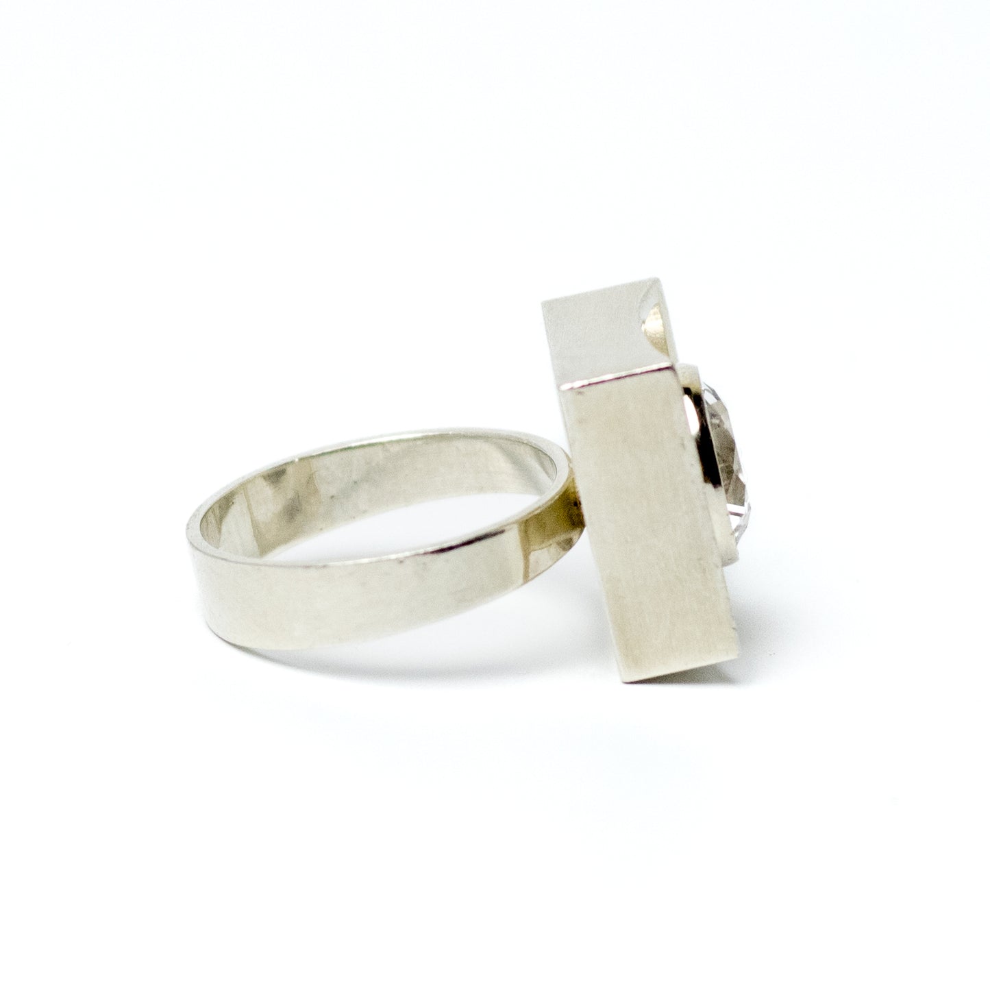 Niels Erik From Vintage Modernist Silver Ring with Rock Crystal