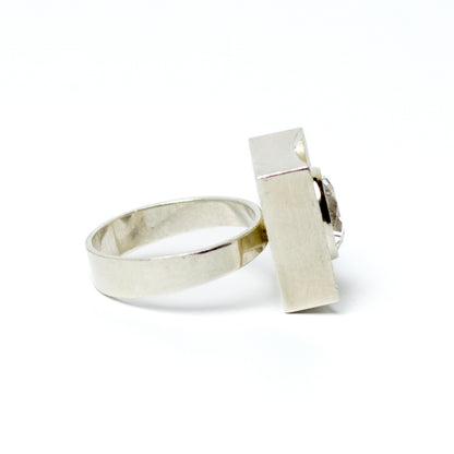 Niels Erik From Vintage Modernist Silver Ring with Rock Crystal