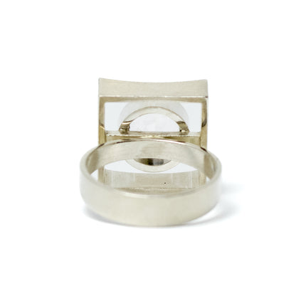 Niels Erik From Vintage Modernist Silver Ring with Rock Crystal