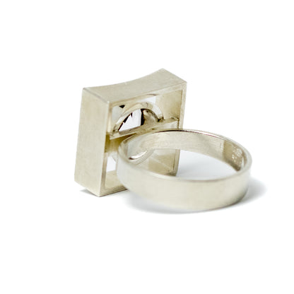 Niels Erik From Vintage Modernist Silver Ring with Rock Crystal