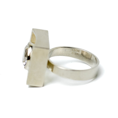 Niels Erik From Vintage Modernist Silver Ring with Rock Crystal