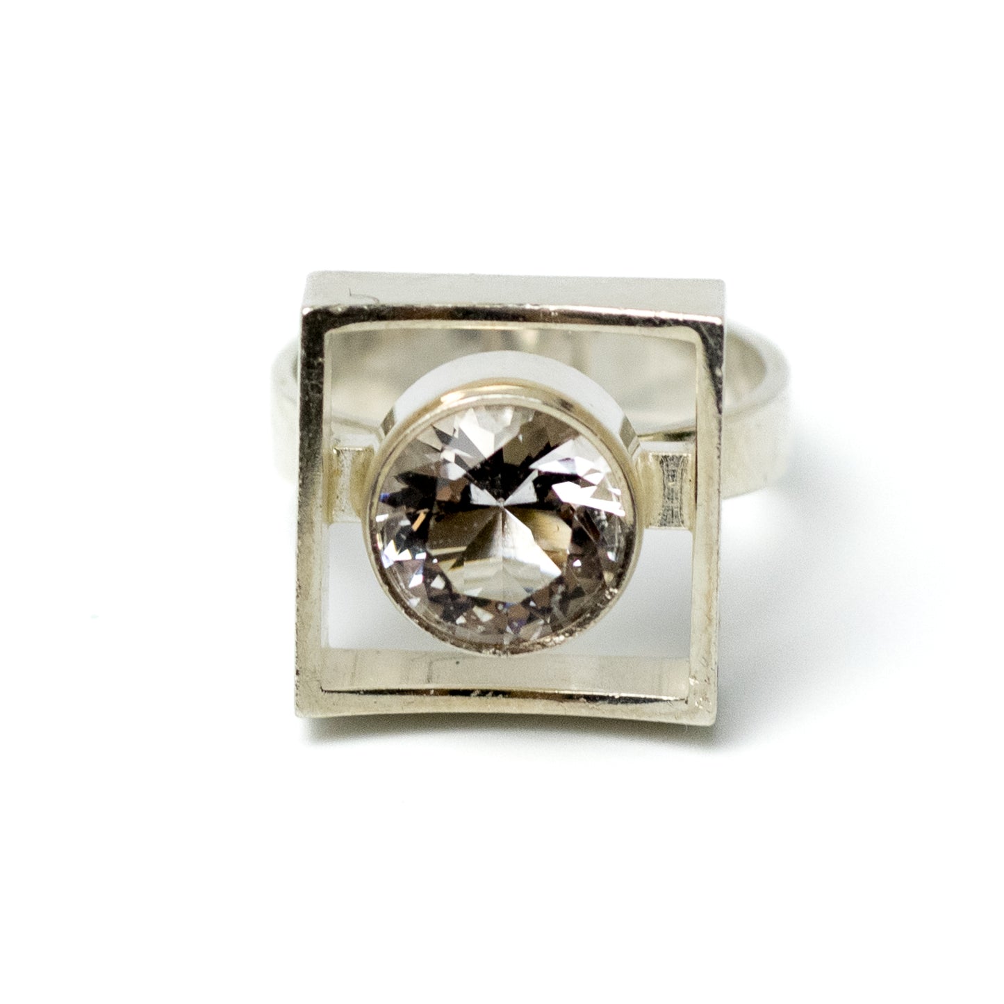Niels Erik From Vintage Modernist Silver Ring with Rock Crystal