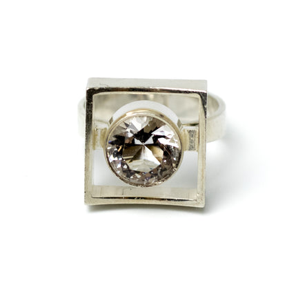 Niels Erik From Vintage Modernist Silver Ring with Rock Crystal