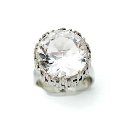 Bengt Hallberg BeH Sterling Silver Brutalist Ring with Large Rock Crystal