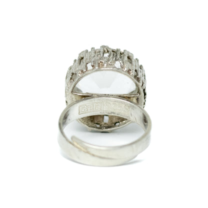 Bengt Hallberg BeH Sterling Silver Brutalist Ring with Large Rock Crystal