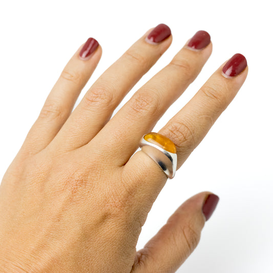 Lapponia Sterling Silver Amber Ring by Poul Havgaard 1994