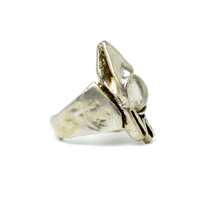 Monika & Burkhard OLY German Brutalist Silver Ring with Rutilated Quartz