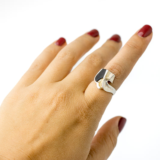 Lapponia Zoltan Popovits Sterling Silver and Ebony Vintage Ring