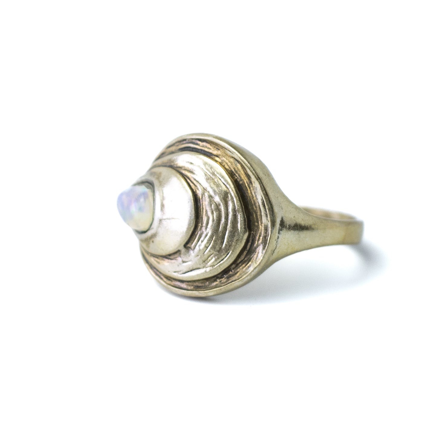 Vintage Silver Teardrop Ring With Natural Opal