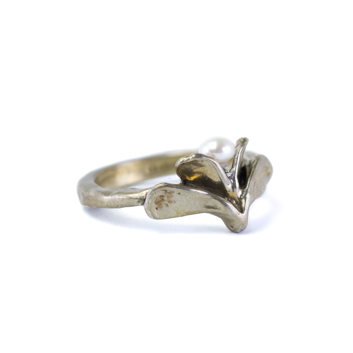 Vintage Perli Pinky Silver Ring With Seed Pearl