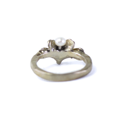 Vintage Perli Pinky Silver Ring With Seed Pearl