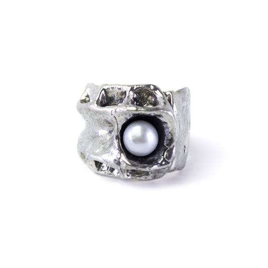Monika & Burkhard OLY Vintage Brutalist Pearl Statement Ring