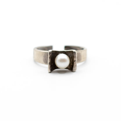 Vintage Dainty Silver Pearl Ring By Perli