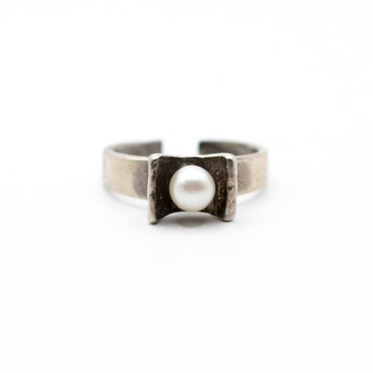 Vintage Dainty Silver Pearl Ring By Perli