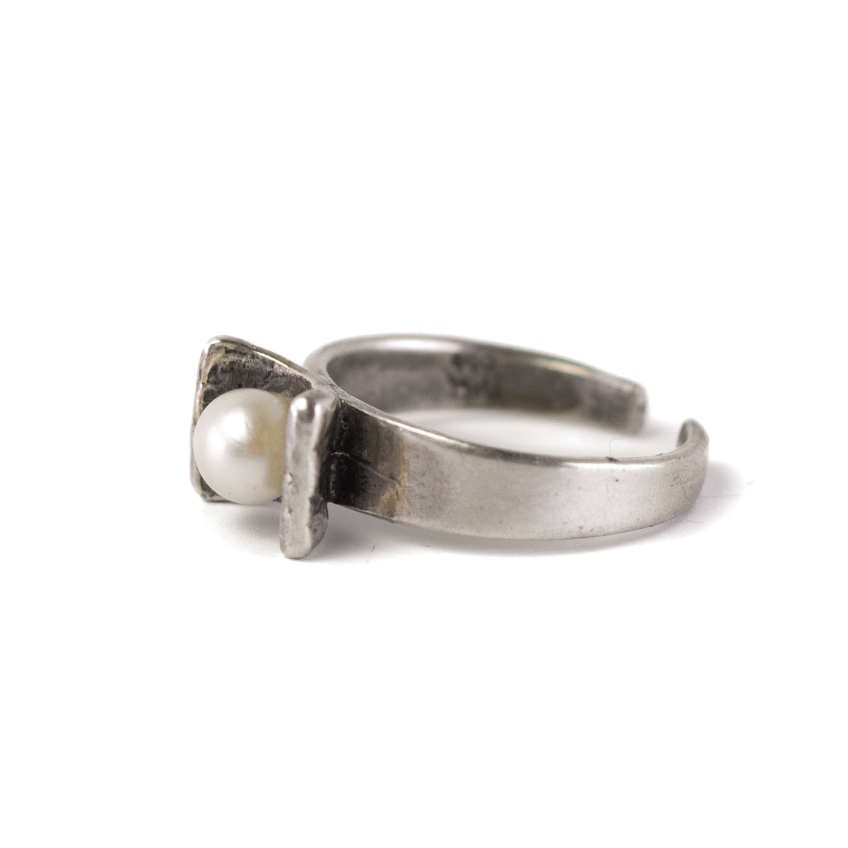 Vintage Dainty Silver Pearl Ring By Perli