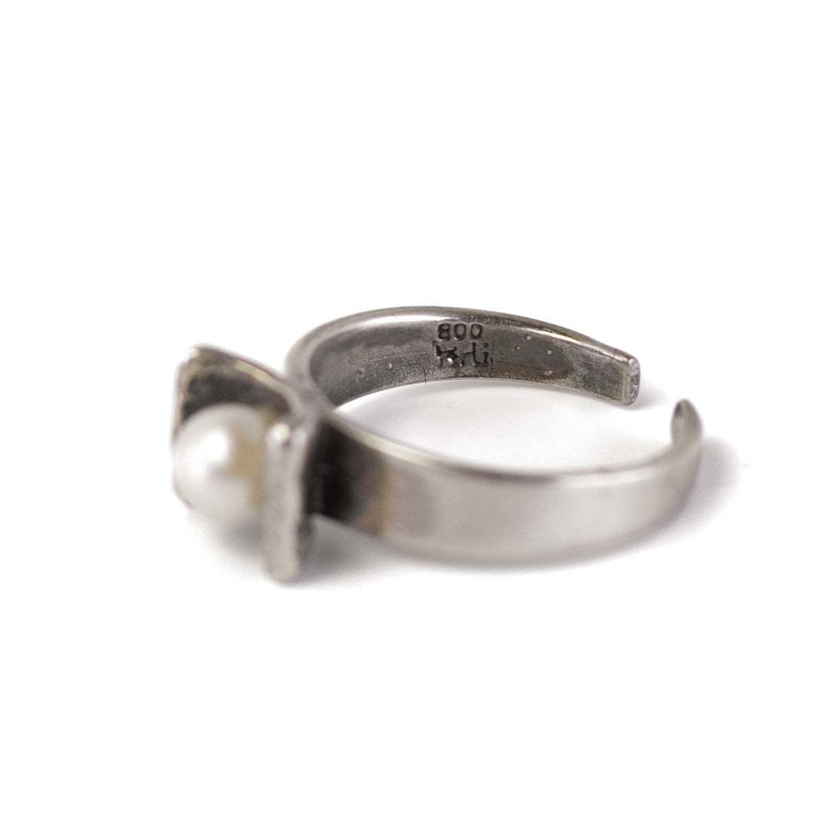Vintage Dainty Silver Pearl Ring By Perli