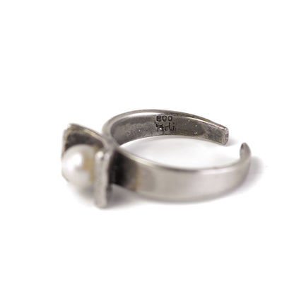 Vintage Dainty Silver Pearl Ring By Perli