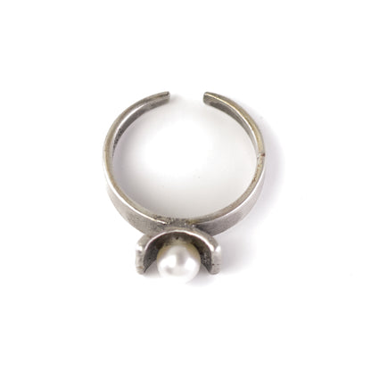 Vintage Dainty Silver Pearl Ring By Perli