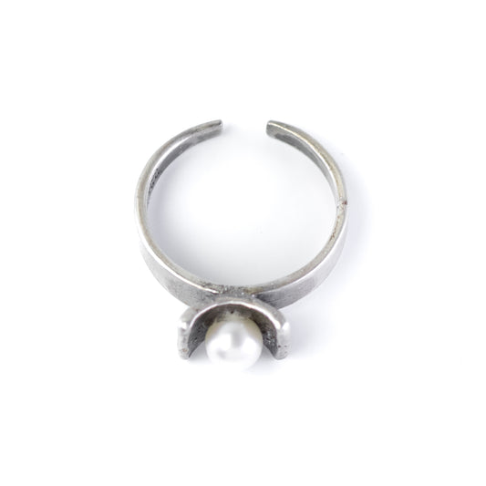 Vintage Dainty Silver Pearl Ring By Perli