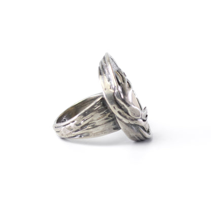 Vintage Silver Statement Ring By Perli in Naturalistic Design