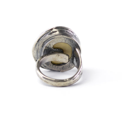 Vintage Silver Statement Ring By Perli in Naturalistic Design