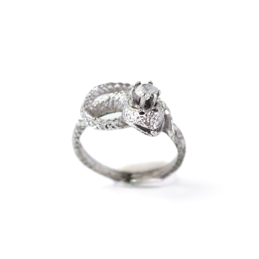 Vintage-Silberring mit Schlangenmotiv und Kronendetail