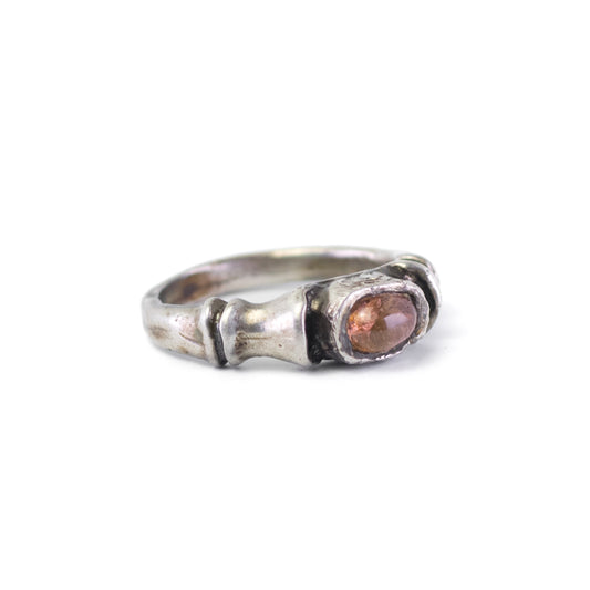 Brutalist Vintage Silver Ring With Tourmaline By Monika & Burkhard OLY