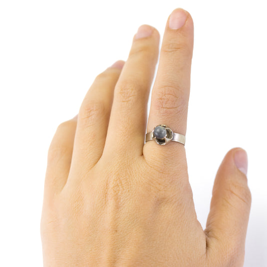 Finnish Vintage Silver Labradorite Sphere Ring By Salovaara