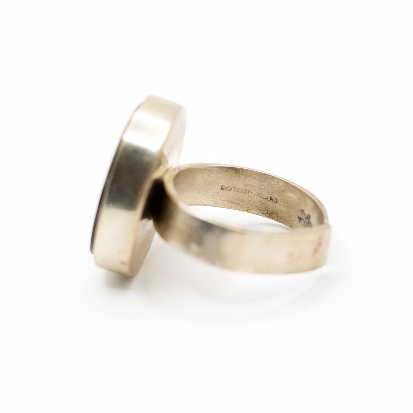 Finnish Silver Vintage Spectrolite Ring In Oval Bezel