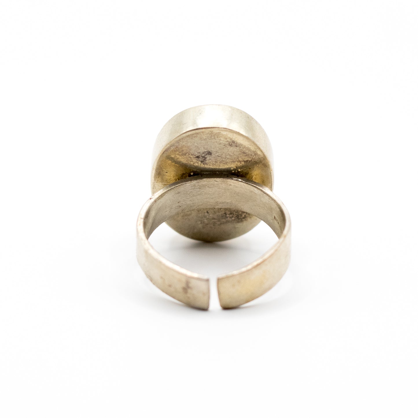 Finnish Silver Vintage Spectrolite Ring In Oval Bezel