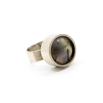 Niels Erik From Vintage Modernist Labradorite Silver Ring