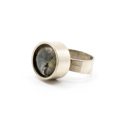 Niels Erik From Vintage Modernist Labradorite Silver Ring