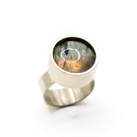 Niels Erik From Vintage Modernist Labradorite Silver Ring