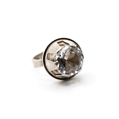 Danish Vintage Silver Rock Crystal Ring By Niels Erik From