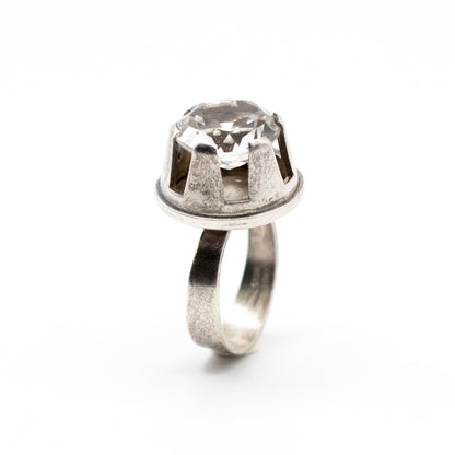 Danish Vintage Silver Rock Crystal Ring By Niels Erik From
