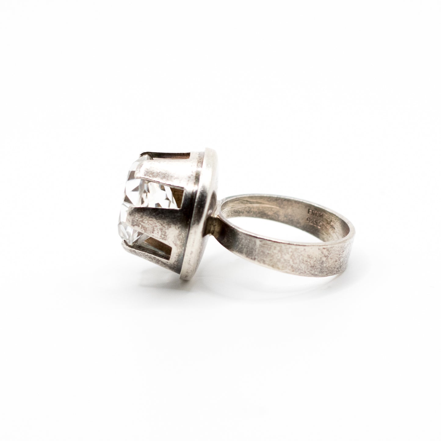 Danish Vintage Silver Rock Crystal Ring By Niels Erik From