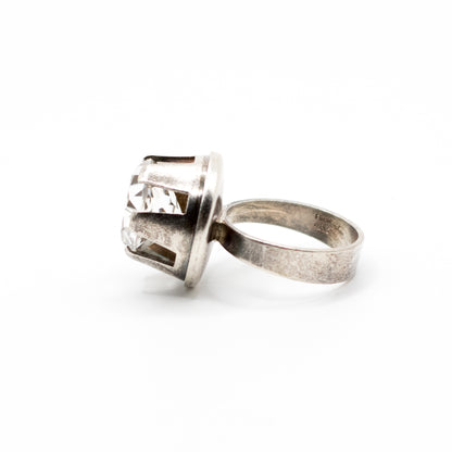 Danish Vintage Silver Rock Crystal Ring By Niels Erik From