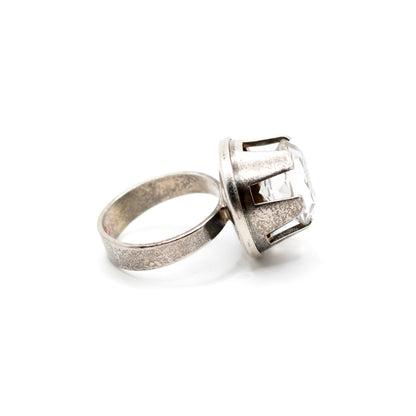 Danish Vintage Silver Rock Crystal Ring By Niels Erik From