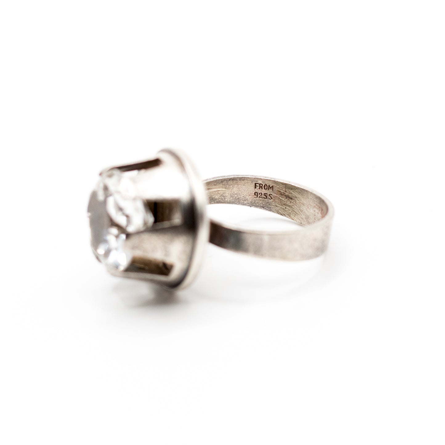Danish Vintage Silver Rock Crystal Ring By Niels Erik From