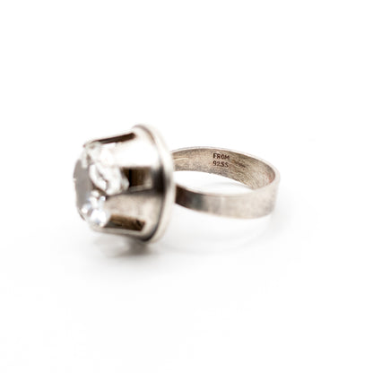 Danish Vintage Silver Rock Crystal Ring By Niels Erik From