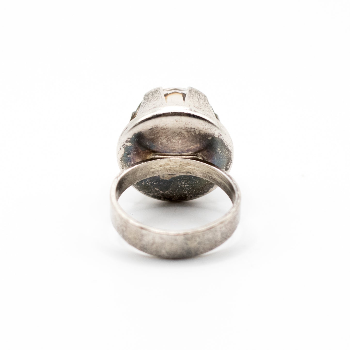 Danish Vintage Silver Rock Crystal Ring By Niels Erik From