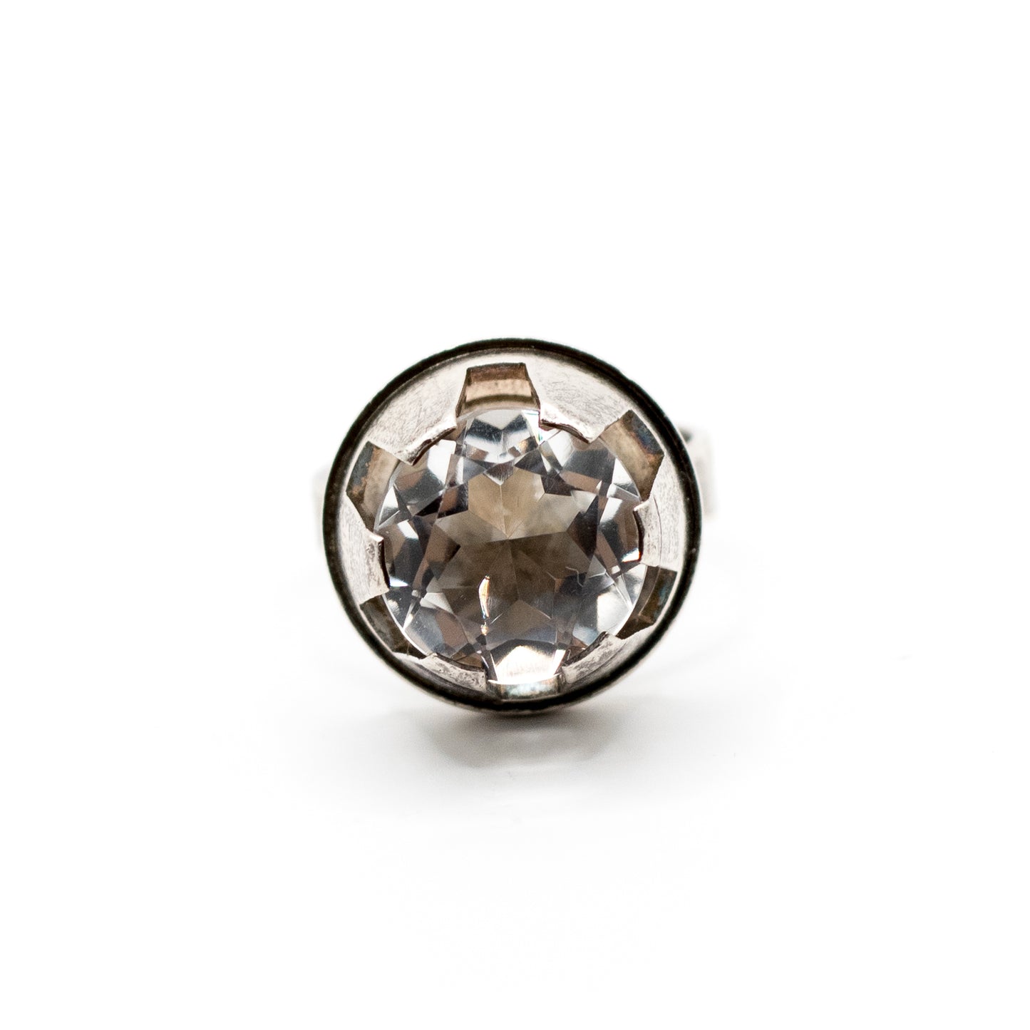 Danish Vintage Silver Rock Crystal Ring By Niels Erik From