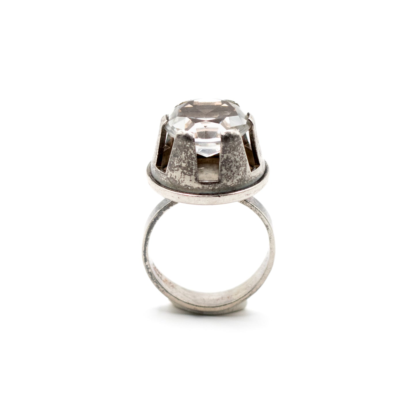 Danish Vintage Silver Rock Crystal Ring By Niels Erik From
