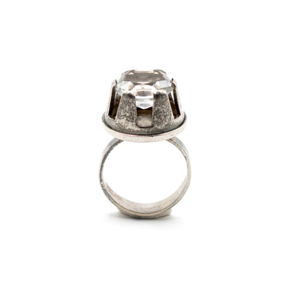 Danish Vintage Silver Rock Crystal Ring By Niels Erik From