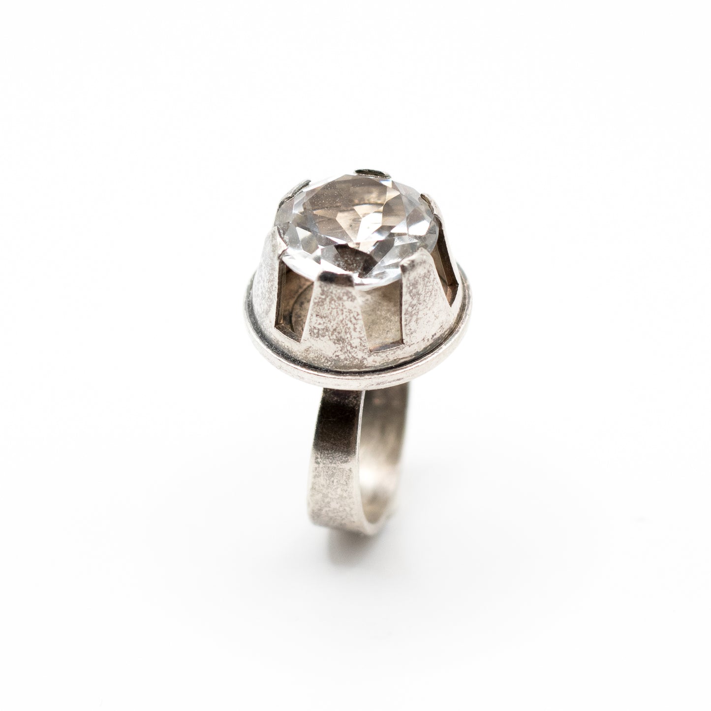Danish Vintage Silver Rock Crystal Ring By Niels Erik From