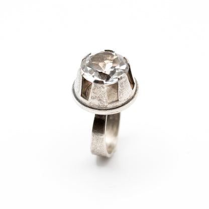 Danish Vintage Silver Rock Crystal Ring By Niels Erik From