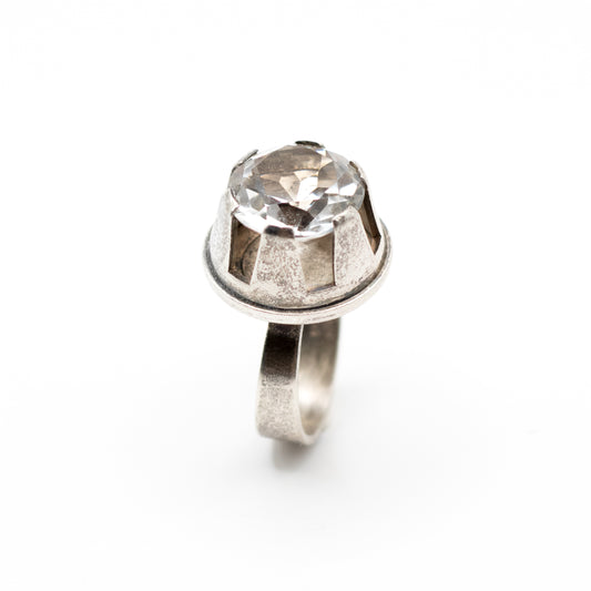 Danish Vintage Silver Rock Crystal Ring By Niels Erik From