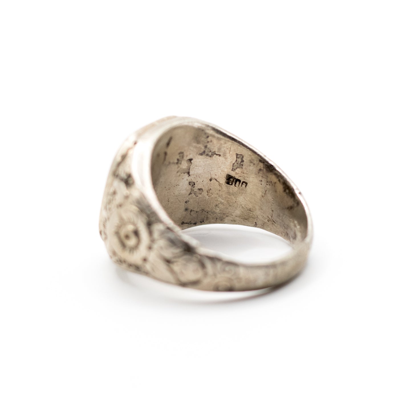 Antique Men's Signet Ring With Ornate Band, Vintage Heraldic Jewelry